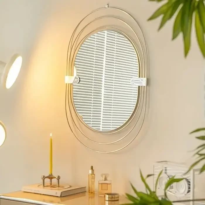 Miroirs Muraux de Maquillage, Miroirs Horizontaux de Luxe Européens pour Salon, Organisateur, Décorations Ovales pour la Maison, Accessoires d'Intérieur