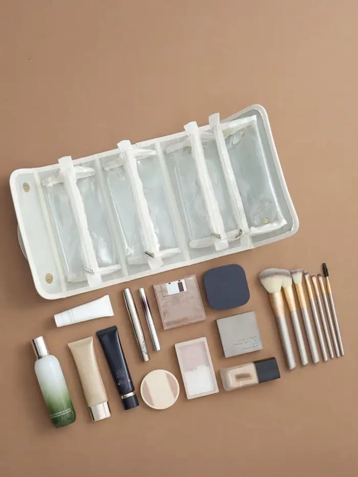 Trousse à cosmétiques amovible et pliable de grande capacité pour soins/maquillage de la peau