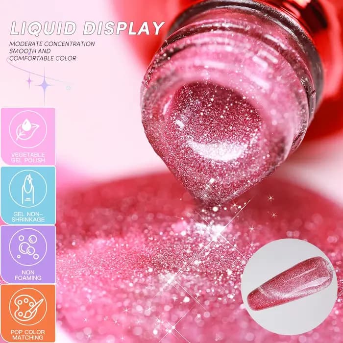 AS 15ml chat magnétique Gel vernis à ongles oeil de chat effet paillettes Semi Permanent 36 couleurs