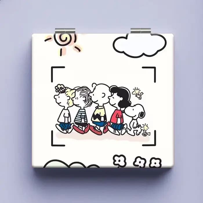 Snoopys miroir de maquillage de dessin animé mignon Mini miroirs à main pliants Portable étudiant filles carré petit