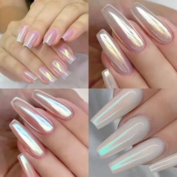 Poudres à ongles effet perle, effet miroir, effet aurore, chrome, sirène, poudre pour nail art, arc-en-ciel AB, poudre de coquillage nacrée effet miroir magique, fournitures