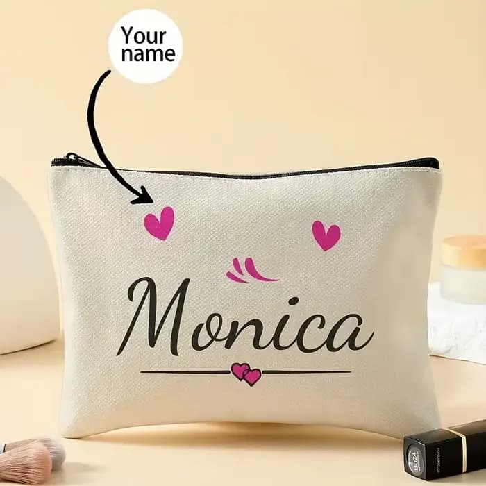 Pochette cosmétique personnalisée - Trousse de maquillage élégante pour femme avec fermeture éclair