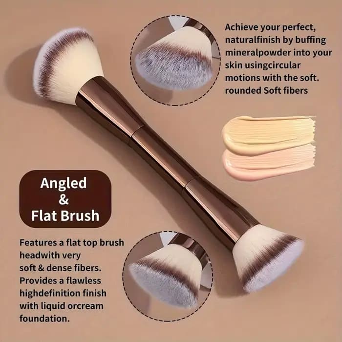 Pinceau de maquillage professionnel double extrémité pour fond de teint et contour
