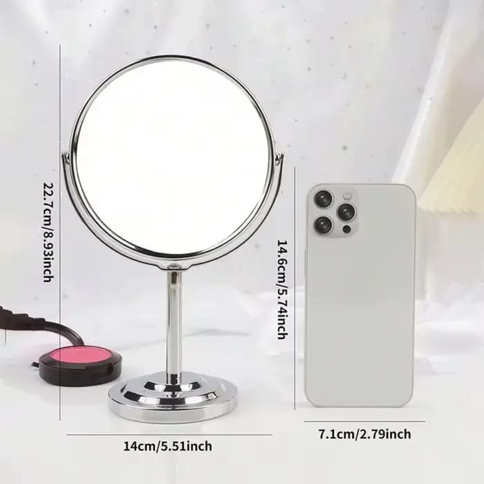 Miroir de maquillage double face 3/4/5 pouces – grossissement 2X