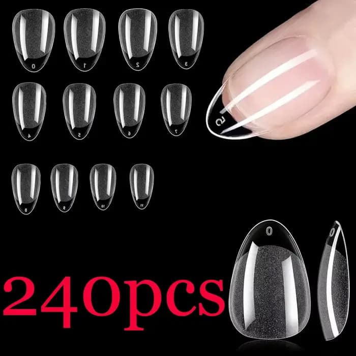 Pointes d'ongles courtes en amande pour gel souple