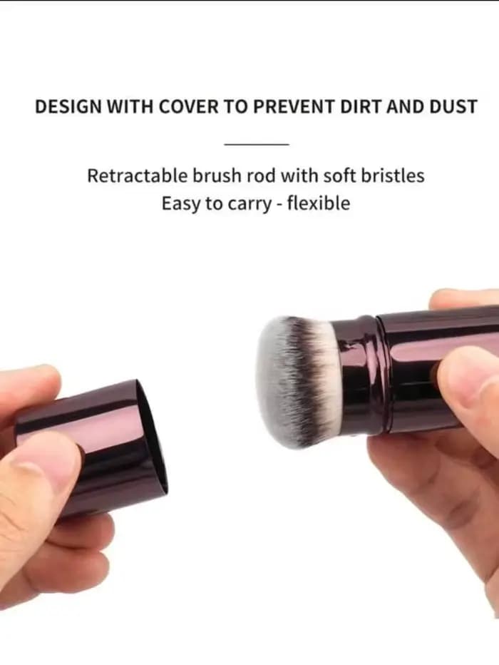 1 pinceau de maquillage pour fond de teint rétractable avec couvercle