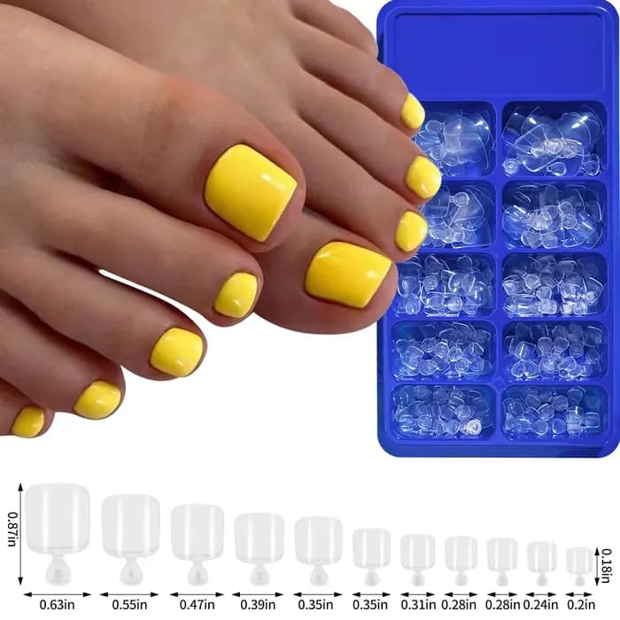 100 pièces faux ongles blanc naturel presse sur orteil pied couverture complète