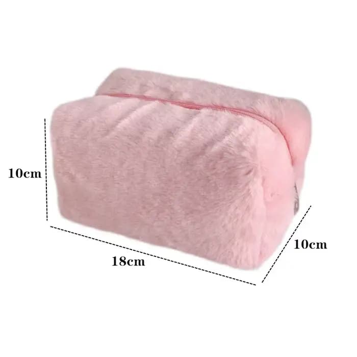 Sacs de maquillage en fourrure pour femmes, sac à cosmétiques de voyage souple, étui de rangement pour jeunes filles, trousse de maquillage nécessaire, sacs à main solides 1 pièce