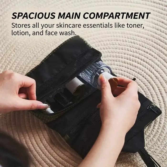 Trousse de Toilette de Voyage Portable, Sac de Rangement Étanche Suspendable pour la Randonnée et les Courts Voyages, Soins de la Peau