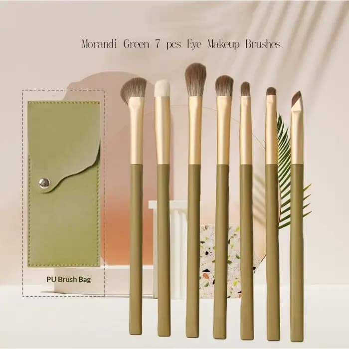 Ensemble de 7 pinceaux de maquillage verts