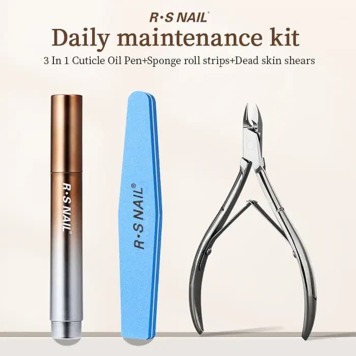 RSNAIL Stylo à huile pour cuticules 3 en 1 avec poussoir à ongles en céramique