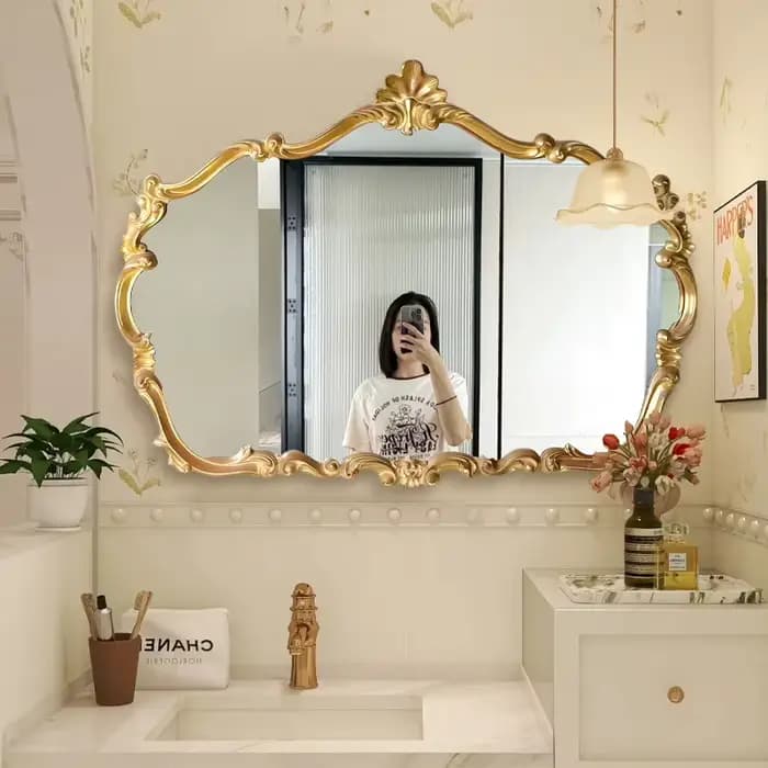Miroir lumineux esthétique mignon luxe Art nordique mur moderne miroir universel ornements Vintage E