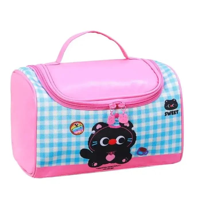 E8BD – trousse maquillage bloquant les couleurs dessin animé, organisateur toilette spacieux avec plusieurs