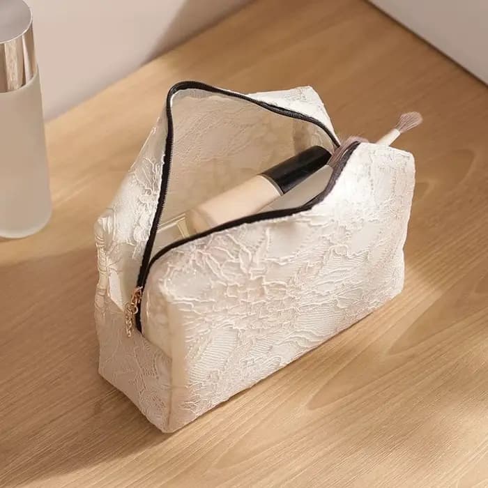Trousse de maquillage en maille de dentelle pour femmes