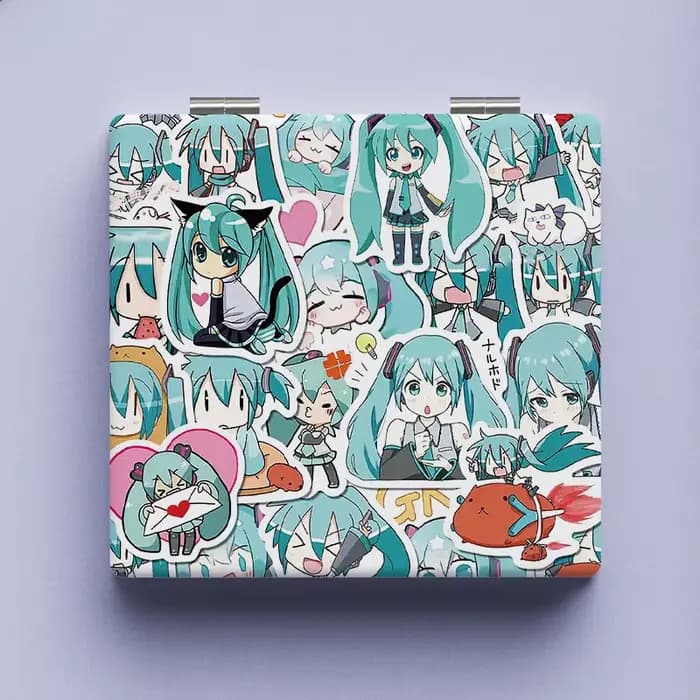 Hatsune-Miroir de Maquillage Pliable à Deux Faces pour Femme