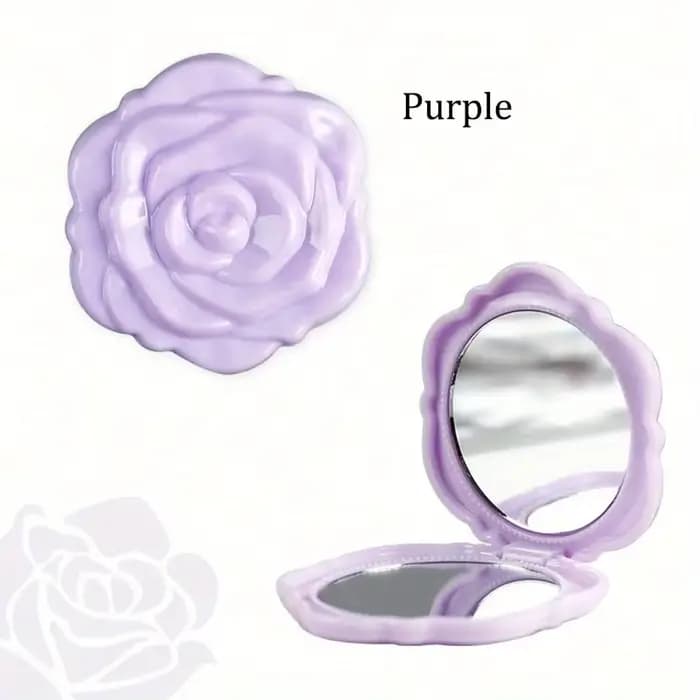 Miroir de maquillage à fleurs roses portable et pliable