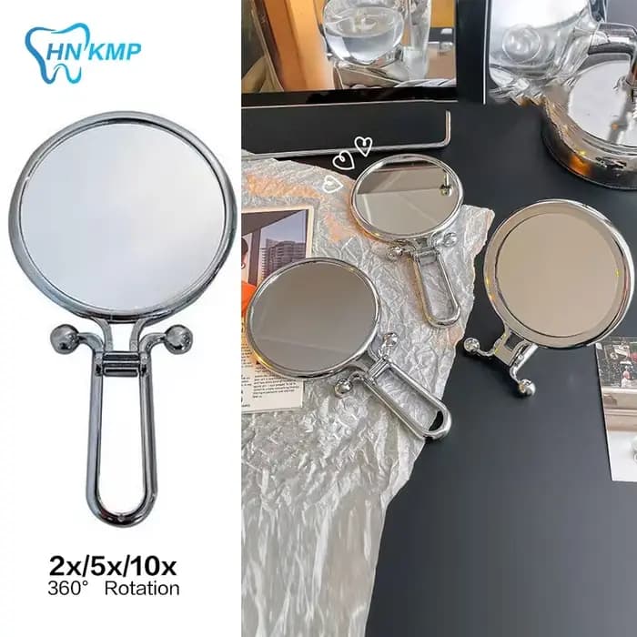 Miroir pliable portable double face grossissement 2x/5x/10x 360 ° Outil de maquillage sur pied de table