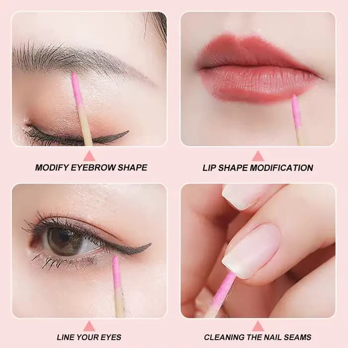 400 pièces rose Double tête Nail Art cuticule poussoir dissolvant 7CM Orange bois bâtons coton-tige