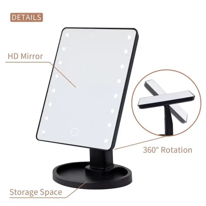 Miroir de maquillage lumineux avec rotation