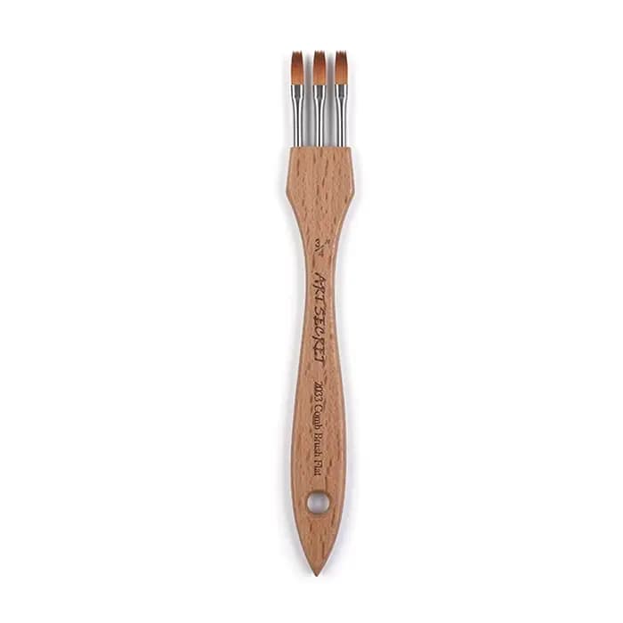 Brosse à Peigne Rond et pio à Dents Multiples, Manche en Nylon, Laine de Bambou, Interconnexion, Fournitures de Peinture Acrylique