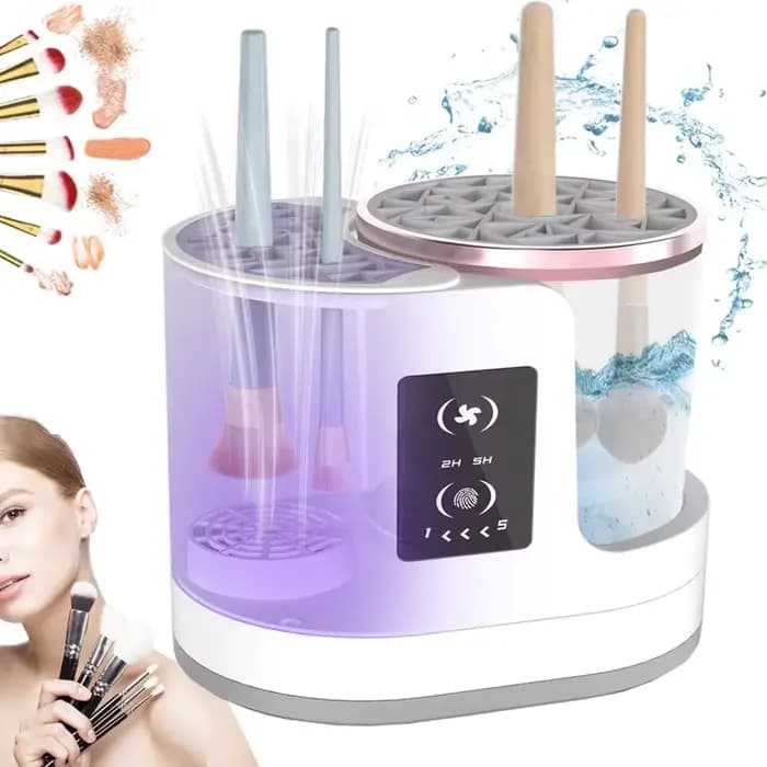 Machine électrique de nettoyage de pinceaux de maquillage 3 en 1, avec support de sèche-brosse de ma