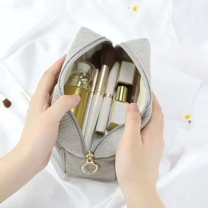 Trousse de Toilette de Voyage, Pochette pour Serviettes Hygiéniques, Mignonne Pochette de Rangement Cosmétique en Velours Côtelé, Petite Trousse de Maquillage pour Femme, Étui pour Câbles