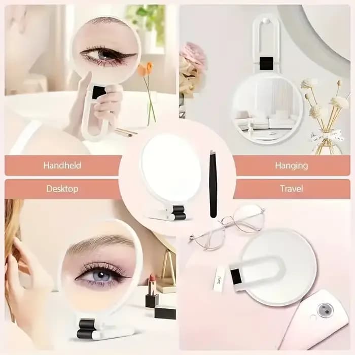 Miroir portatif double face à grossissement 40X avec 360 ° Support réglable et étui de voyage