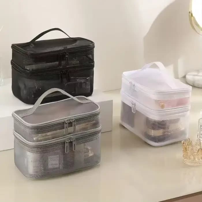 Sac à cosmétiques en maille de grande capacité