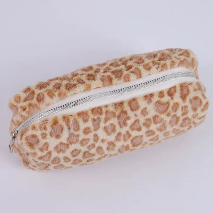 Sac à stylos souple à motif imprimé léopard