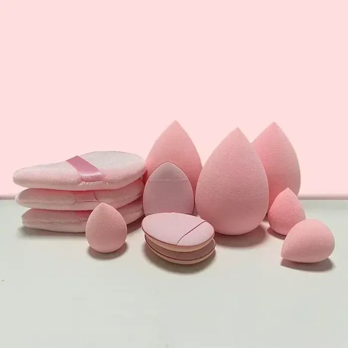 12/14 pièces éponge de maquillage bouffée cosmétique fond de teint éponges mélangeur beauté oeuf poudre bouffées maquill