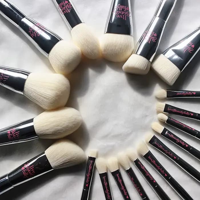 Argent pinceaux de maquillage entièrement fonctionnels de haute qualité fond de teint poudre fard à joues surbrillance