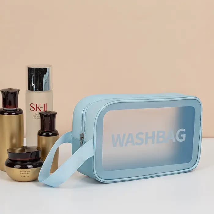 Trousse de toilette bleue épaisse à séparation sec-humide