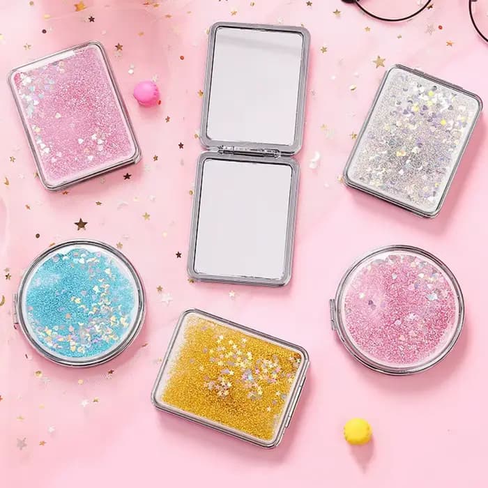Miroir compact à paillettes liquides