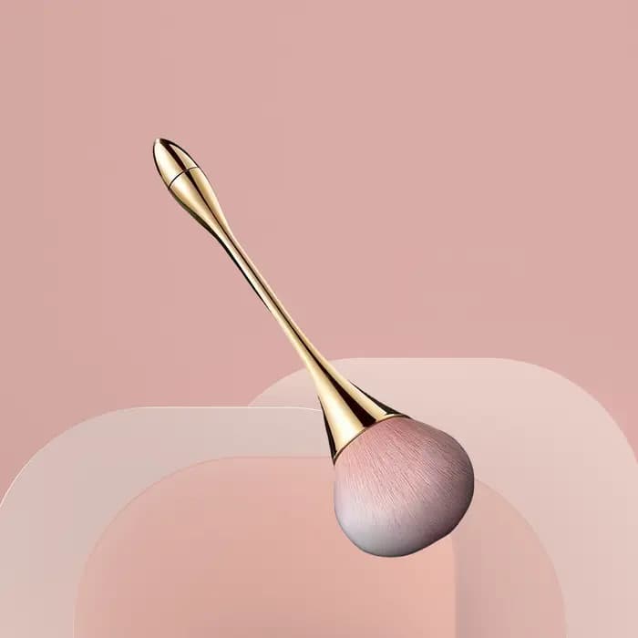 Pinceau de maquillage en forme d'éventail doré Rose, cheveux doux, cosmétiques, poudre libre, mise e