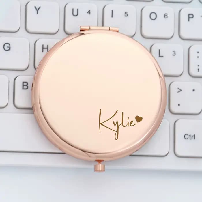 Miroir de maquillage personnalisé en forme de cœur avec gravure de nom/texte personnalisée