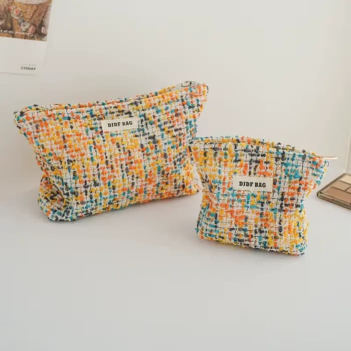 Sac à cosmétiques en peluche jaune pour femmes