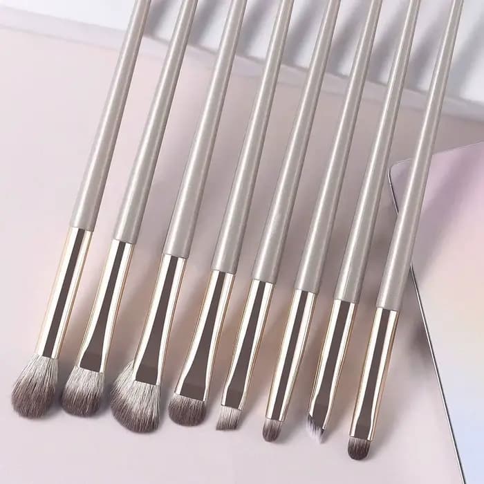 Ensemble de pinceaux de maquillage pour les yeux portables Champagne Silver