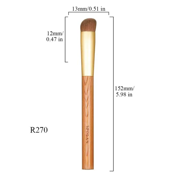 Pinceaux de maquillage professionnels faits à la main R270 doux Kolinsky cheveux rond angle correcteur brosse Yakusugi