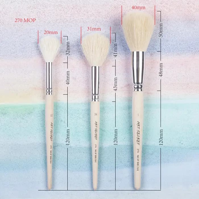 Artsecret-Brosse ronde en poils de chèvre moelleux, Interconnexion acrylique, Multi-usages, 270MOP, Manche en bois naturel, Dessin propre