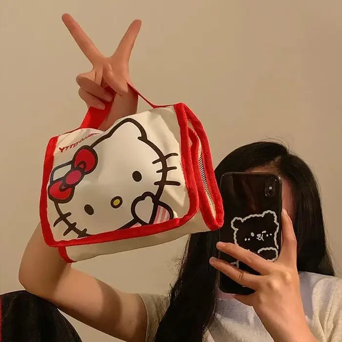Sac de rangement portable mignon pour voyage, cadeaux pour filles, Hello Kitty, Kuromi, Stitch, KT C
