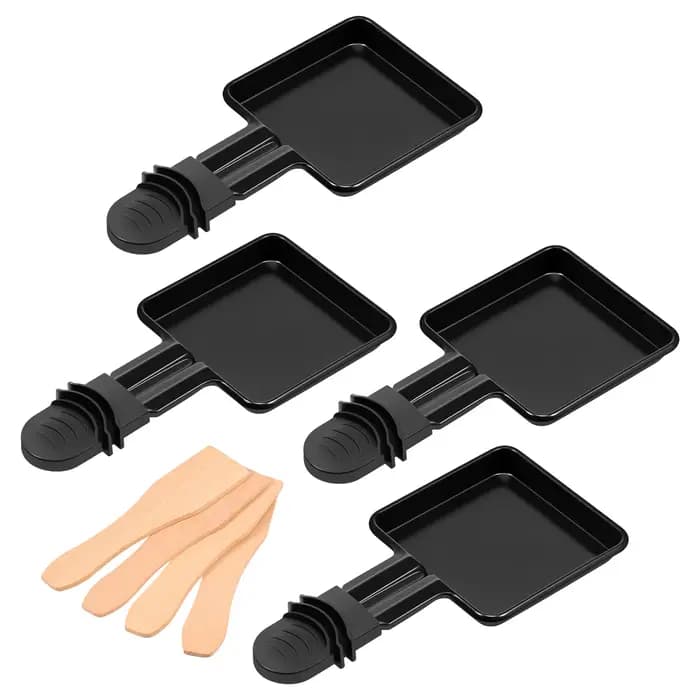 4pc forme carrée Mini Raclette gril casseroles poignée fromage fondu poêle antiadhésive en acier inoxydable BBQ