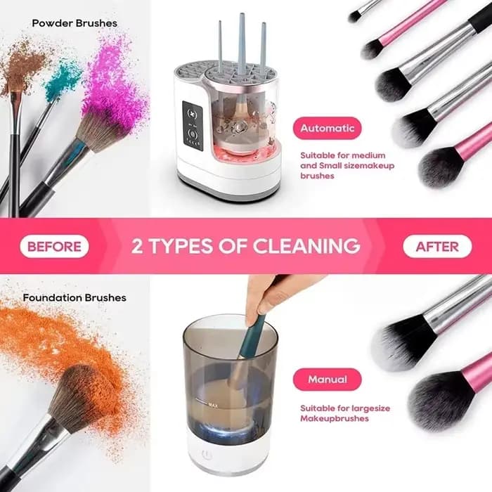 Nettoyeur de pinceaux de maquillage électrique 3 en 1 avec sécheuse