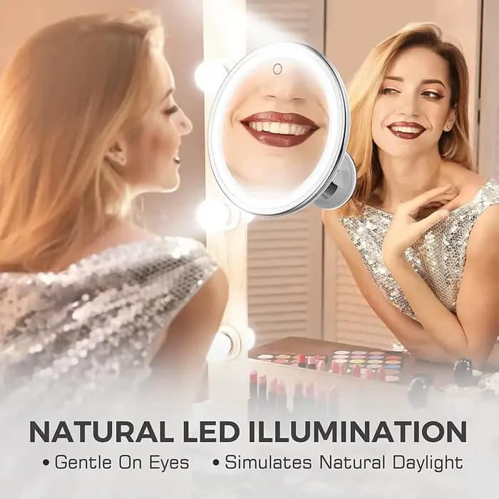 Miroir de maquillage rond à lumière de remplissage LED