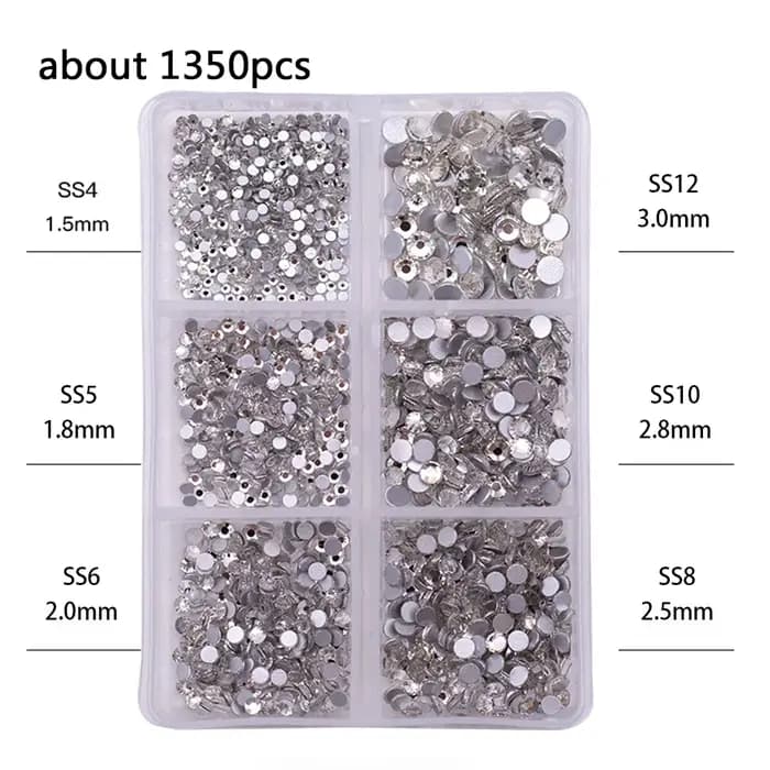 1 boîte de Strass pour ongles en cristal AB multi-tailles