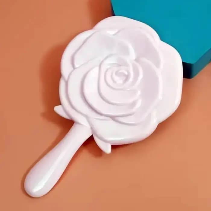 Miroir de maquillage vintage rose avec poignée pour femme