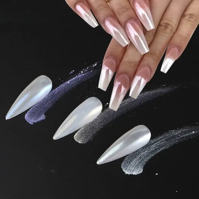 1-6 Boîtes de Poudre à Ongles Effet Miroir Perle Clair de Lune, Paillettes Blanches Fines, Pigment Effet Métallique, Gel Polish Chrome Holographique