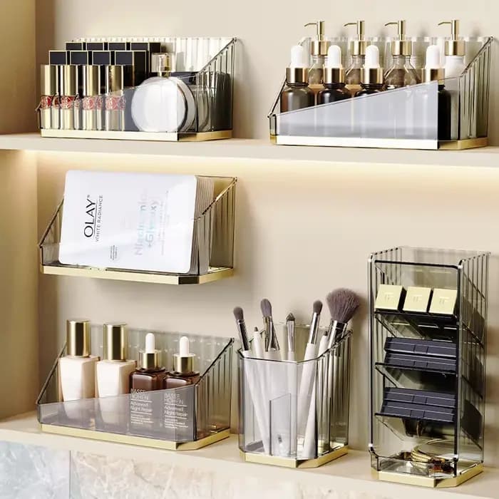 Organisateur de maquillage de luxe pour bureau et salle de bain