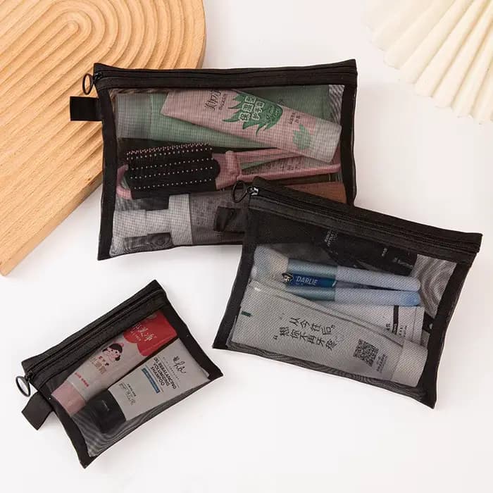 Sacs à cosmétiques transparents en maille pour femmes