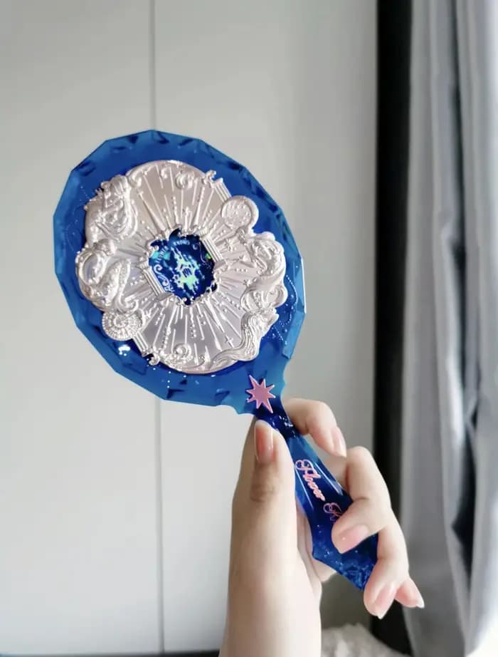 Flower Knows-Miroir en cristal clair de lune pour dames, miroir à main texturé exquis, sirène, bleu, rose, outils de maquillage