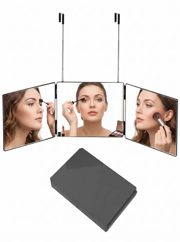 Miroir de coiffure pliable à 3 faces INS, rétractable, à suspendre au mur, pour la vue arrière, outil de coiffure DIY pour salon et usage domestique